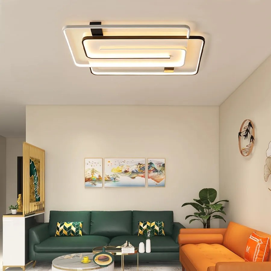 Plafon Sala de estar rroom lâmpada do teto novo simples e moderno casa lustre quarto lâmpadas atmosférica - 52cm Round gold - Escurecimento remoto