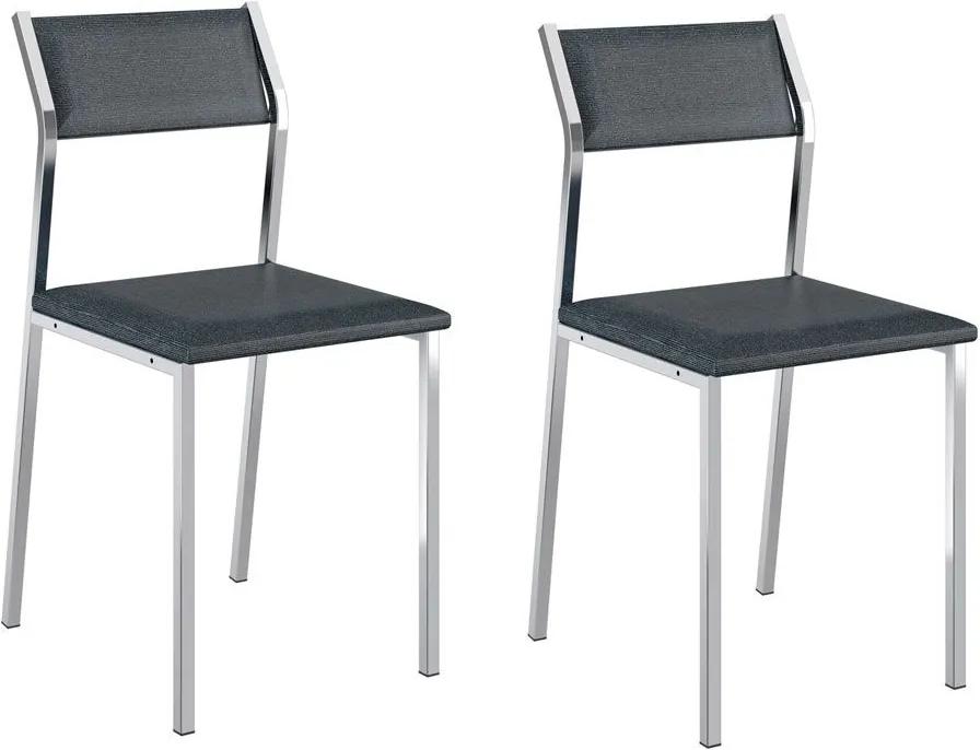 Cadeiras para Cozinha Kit 2 Cadeiras 1709 Jeans/Cromado - Carraro Móveis