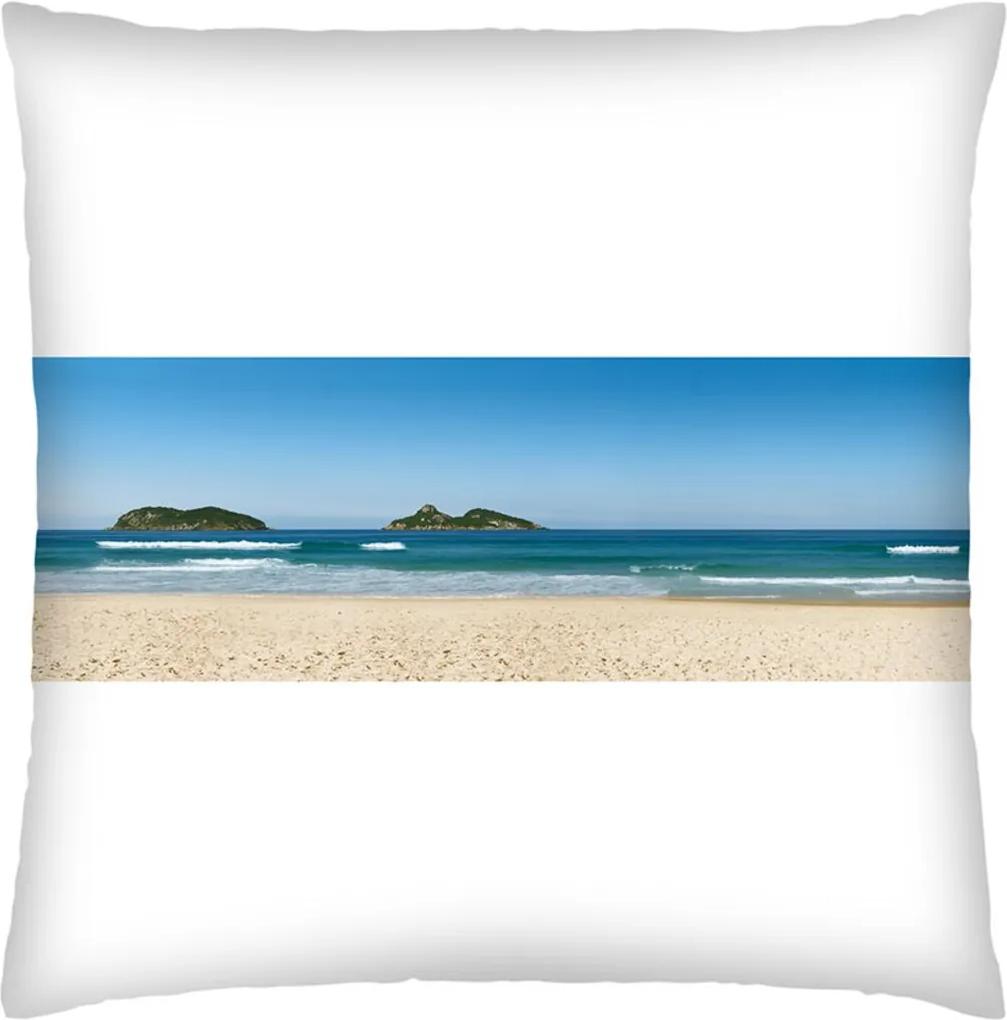 Almofada Colours Creative Photo Decor Praia da Barra no Rio de Janeiro - tamanho 45 x 45 cm Branco