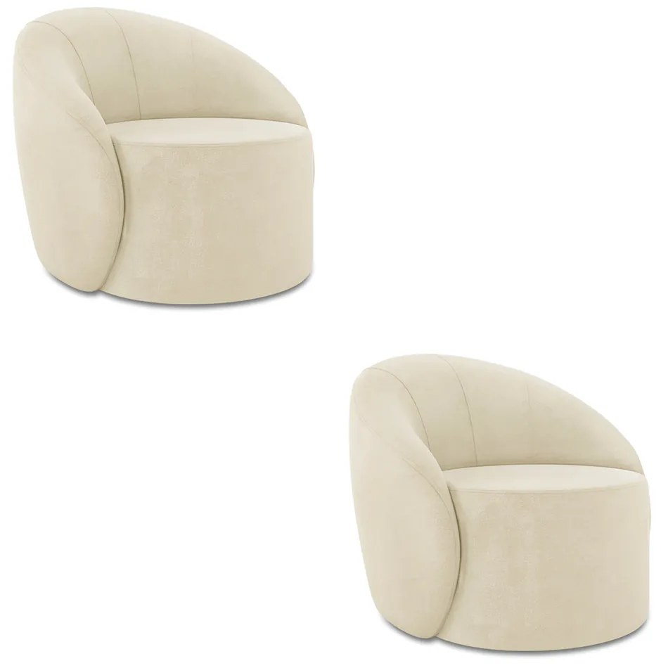 Poltrona Decorativa Orgânica Giratória Kit 2 Lua Suede D03 - D'Rossi - Bege