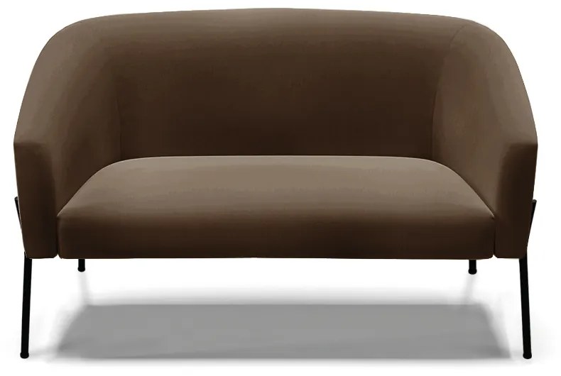 Sofá 2 Lugares Namoradeira Pé de Ferro Preto Stella Suede D03 - D'Rossi - Marrom