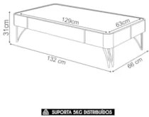 Mesa de Centro Para Sala Pés de Aço Alane H01 Pistache/Castanho - Mpoz