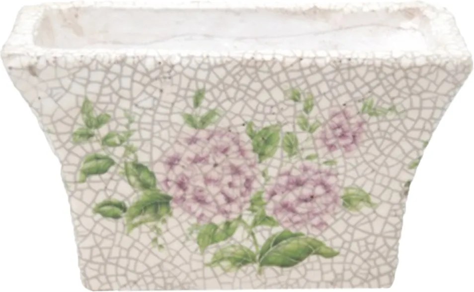 Cachepot em Cerâmica com Desenho de Flores Modelo 06