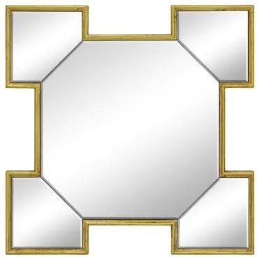 Espelho Decorativo Quadrado com Detalhes em Dourado - 60x60x60cm