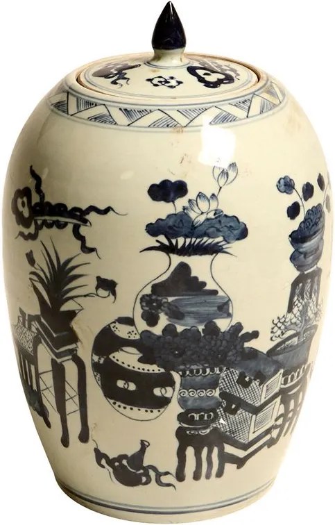 Vaso Decorativo de Porcelana Azul e Branco Maya
