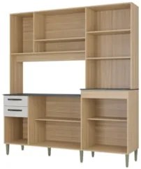 Armário de Cozinha Compacta 180cm Regina P11 Damasco/Off White - Mpoze