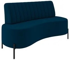 Sofá 2 Lugares 160cm Pés Aço Preto Tamar K04 Veludo Azul - Mpozenato