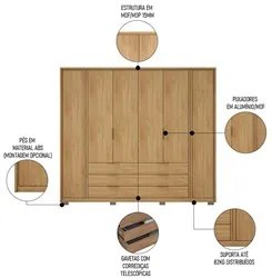 Guarda Roupa Casal 6 Portas Egidio C01 Buriti - Mpozenato