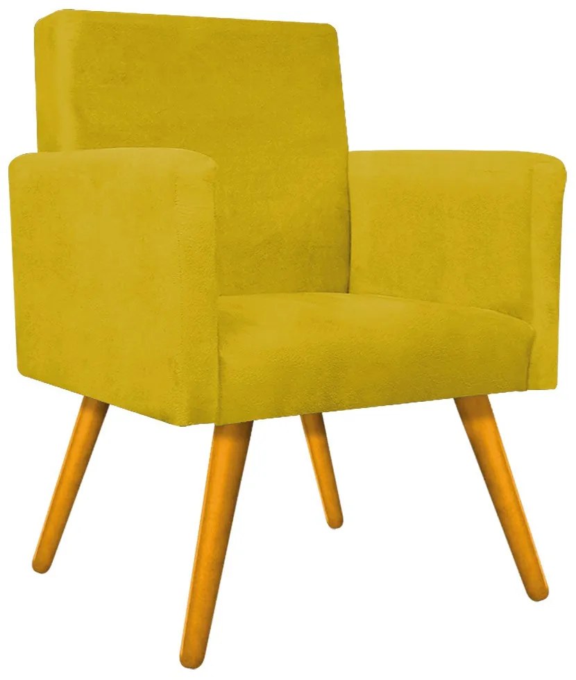 kit 02 Poltronas Beatriz Palito Mel Suede Amarelo - ADJ Decor