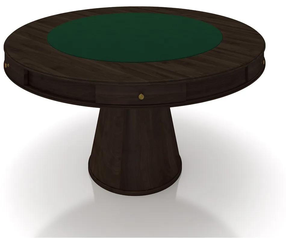 Conjunto Mesa de Jogos Carteado Bellagio Tampo Reversível e 6 Cadeiras Madeira Poker Base Cone Veludo Preto/Capuccino G42 - Gran Belo