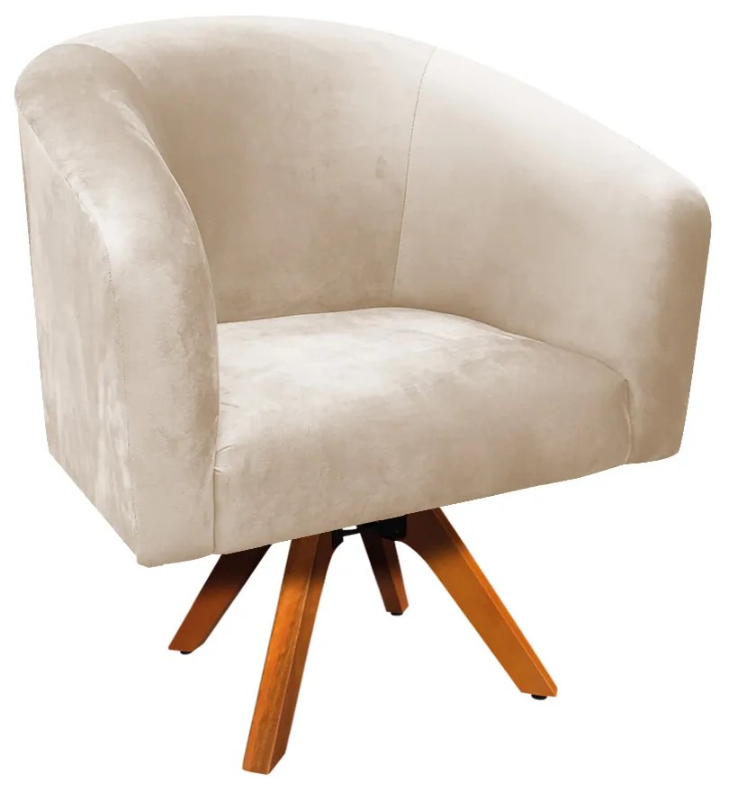 Poltrona Decorativa Giratória MM30 Kit 2 Stella Suede Bege D03 - D'Rossi