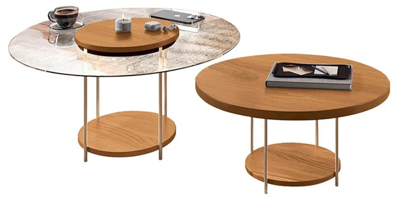 Mesa de Centro Para Sala Pés Metálicos Kit 2 Mia Cinamomo H01 - D'Rossi