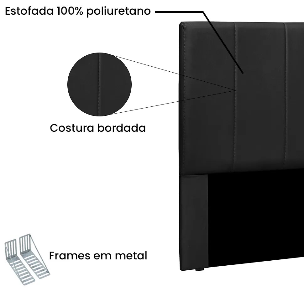 Cabeceira Cama Box Solteiro 90 cm Arizona Veludo Preto S04 - D'Rossi