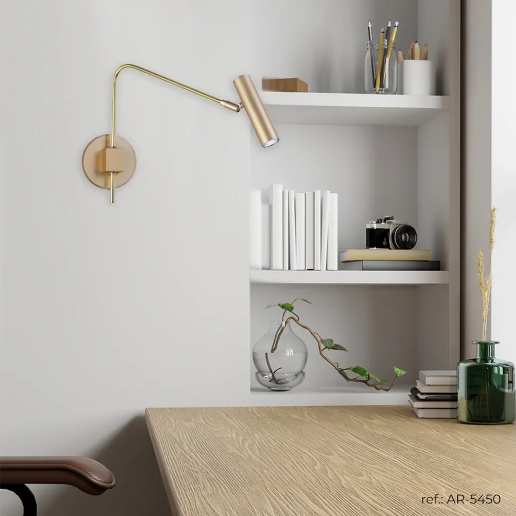 Arandela Haste Articulada Tubinho 12X40X32Cm Metal 01Xmr11 | Old Artis... (COBRE FOSCO)