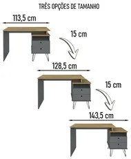 Mesa Escrivaninha Estilo Industrial Flex Lux A06 Olmo/Grafito - Mpozen