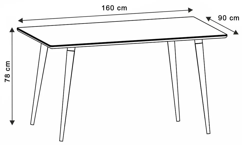 Mesa de Jantar com Vidro Louise 160x90 cm Pés Retrô Castanho - D'Rossi - Branco