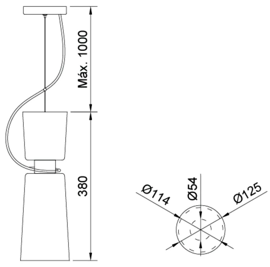 Pendente Cacharrel Ø12,5X38Cm 1Xe27 | Usina 16716/12 (ESC-V / FN-F - Escovado / Fendi Fosco)