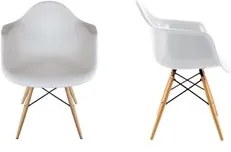 Kit 2 Cadeiras Eiffel Melbourne F01 Branca com Pés Palito em Madeira