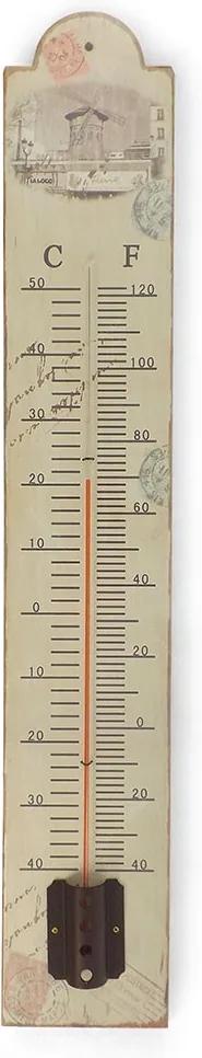 Termômetro de Parede Moinhos Bege Oldway em Metal - 60x10 cm