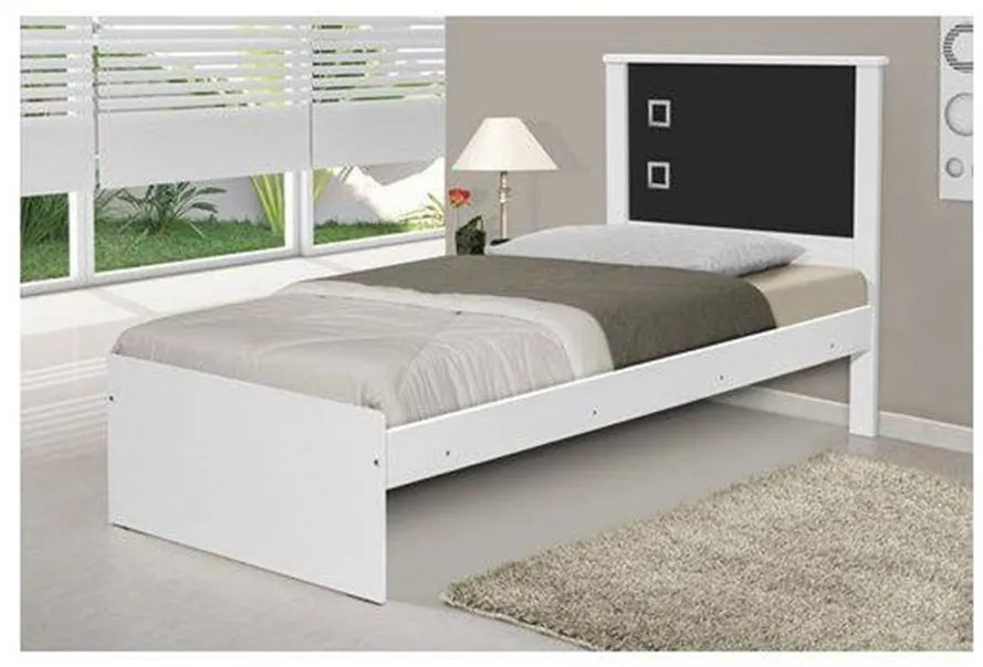 Cama Barcelona Solteiro Branco Com Preto - Tebarrot Móveis