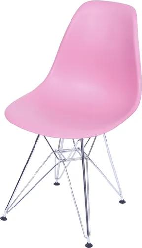 Cadeira Eiffel PP Rosa Base Cromada Or Design