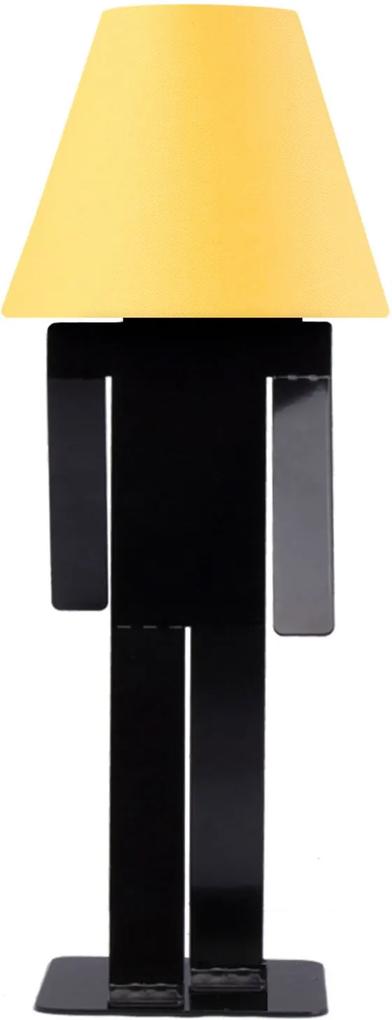 Abajur de Mesa com Cúpula em Tecido e Base em Metal Formato de Corpo 39x16 - Carambola Amarelo