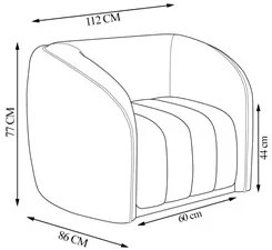 Kit 2 Poltronas Decorativa para Sala 112cm Meris M22 Bouclê Bege - Mpo