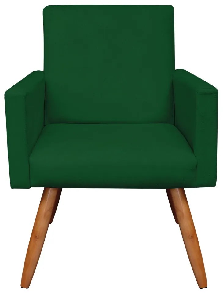 Kit 02 Poltronas com 01 Puff Larissa Suede Pés Palito Castanho D'Rossi - Verde