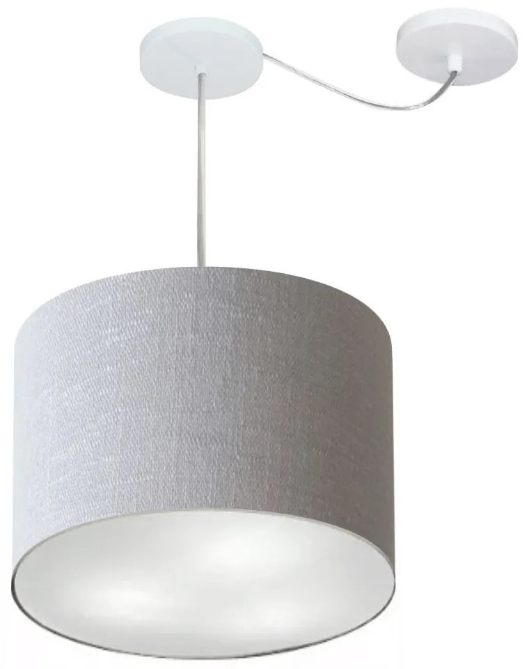 Lustre Pendente Cilíndrico Com Desvio Rustico Cinza MJ-4258 Para Mesa de Jantar e Estar