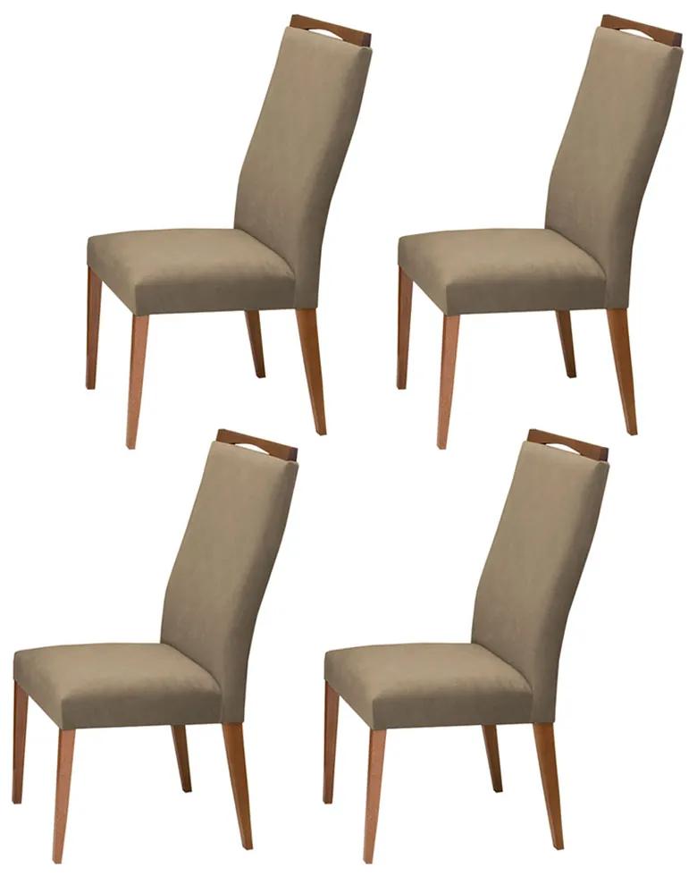 Conjunto 4 Cadeira Decorativa Lívia Aveludado Cappuccino