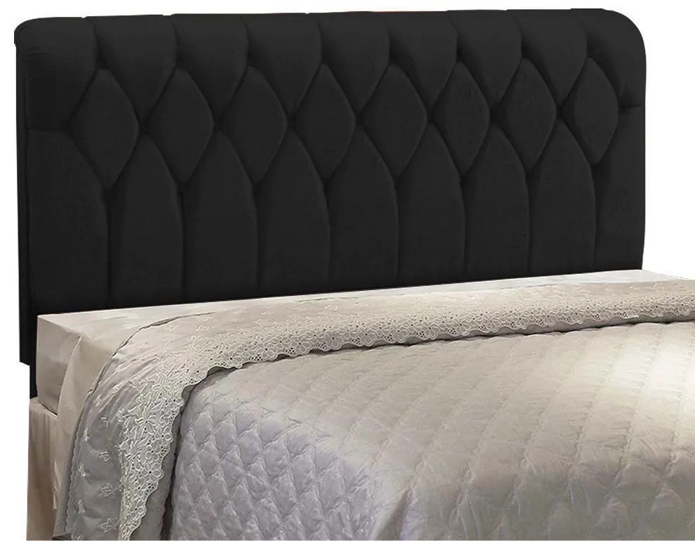 Cabeceira Miami Cama Box Queen 160 cm Suede Preto D'Rossi