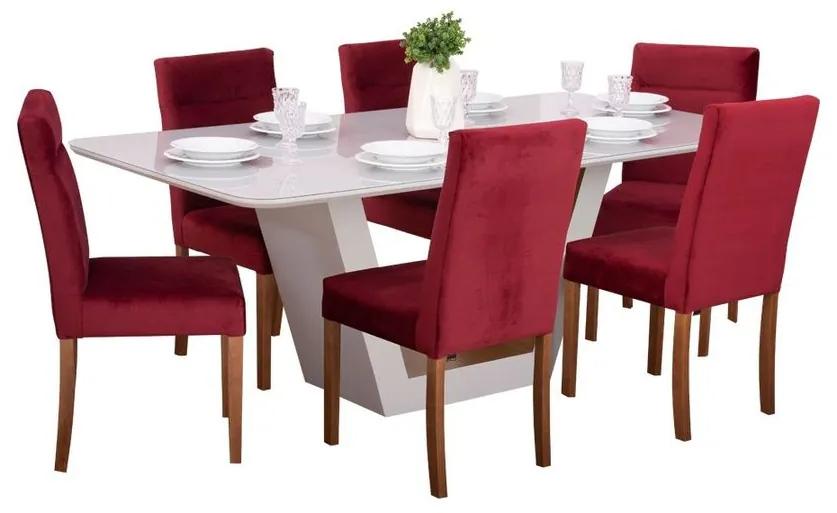 Conjunto Sala de Jantar Mesa Lilie com 6 Cadeiras Embaú - Wood Prime 38705