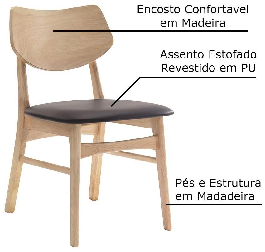 Kit 3 Cadeiras Decorativas Sala e Escritório Zion Madeira Natural (PU) Café G56 - Gran Belo