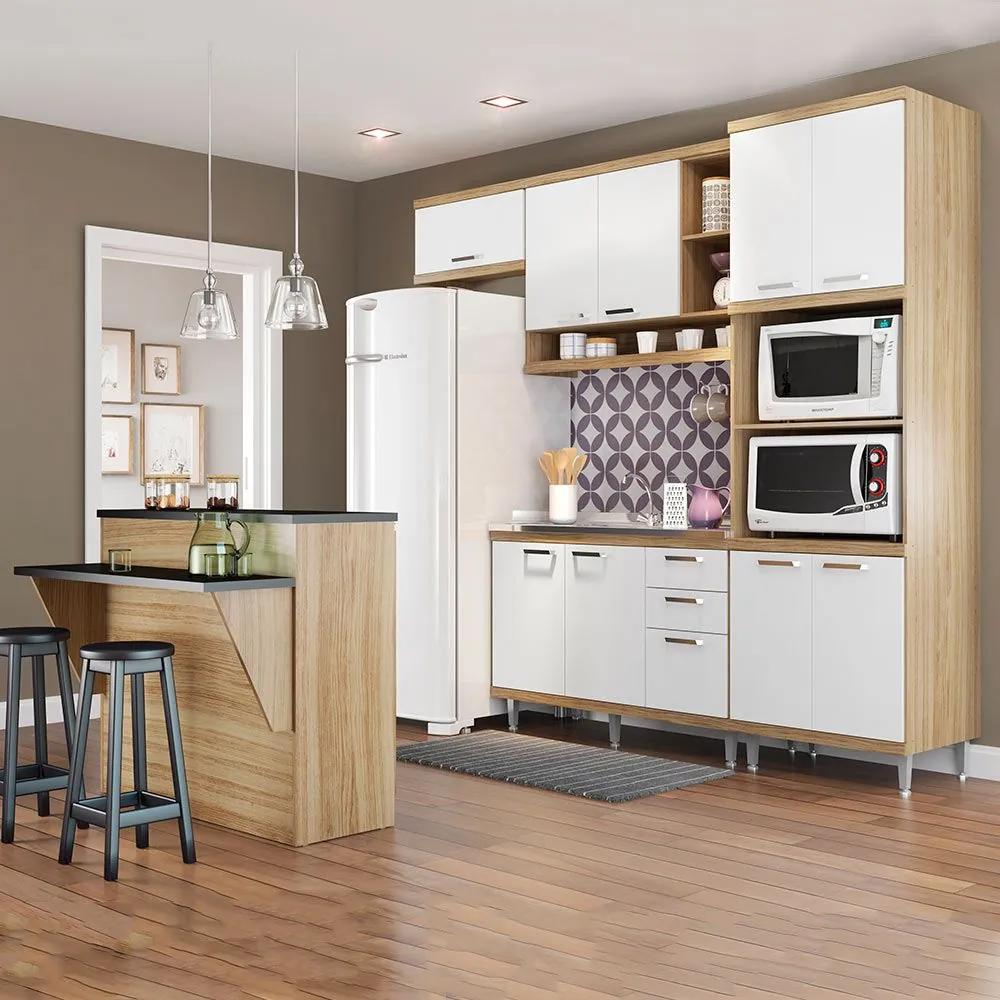 Cozinha Compacta sem Tampo 11 Portas 3 Gavetas 5843 Argila/Branco - Multimóveis