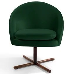 Poltrona Decorativa Base Xis Madeira Rafa C-303 Veludo Verde Musgo - D