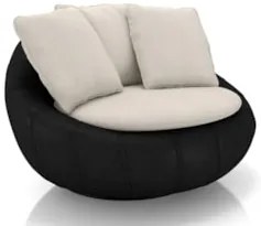Poltrona para Sala Giratória Redonda Saphire Z32 Linho Bege/Preto - Mp