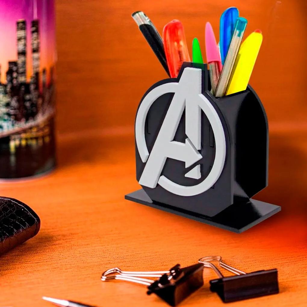 Porta Lápis Caneta E Acessórios Geek Avengers Vingadores 10x10cm