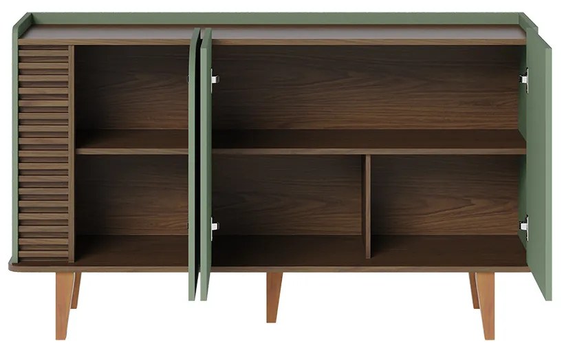 Aparador Buffet Sala de Jantar 3 Portas Ewa 136cm Verde Pistache/Amêndoa C04