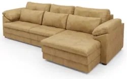 Sofá Retrátil 4 Lugares Para Sala 332cm Dijon Couro Bege S07 - Mpozena