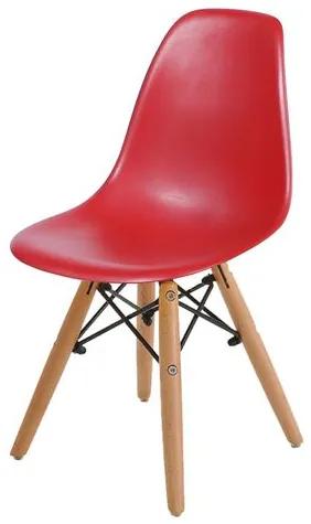 Cadeira INFANTIL Eames Polipropileno Vermelho com Base Madeira - 40605 Sun House