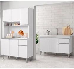 Cozinha Compacta Márcia e Balcão Gabinete Com Pia Tatiane 120cm Branco