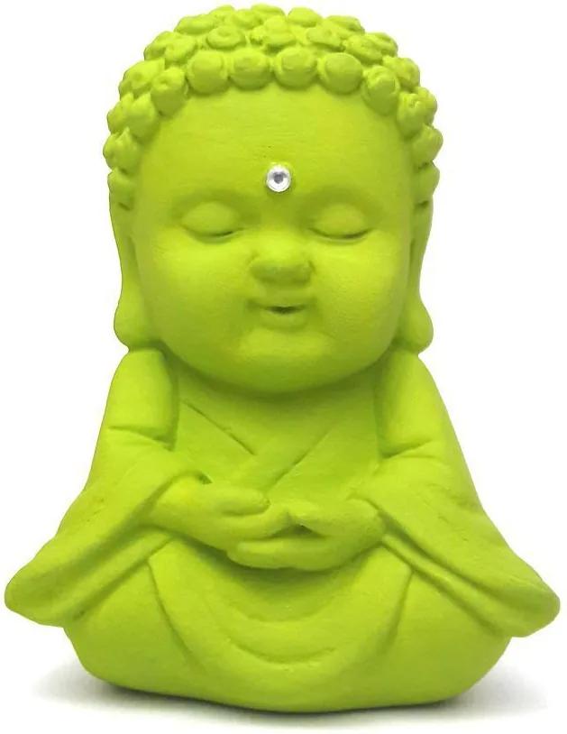 Buda Baby Meditando com Cristal (9cm) - Amarelo Cádmio