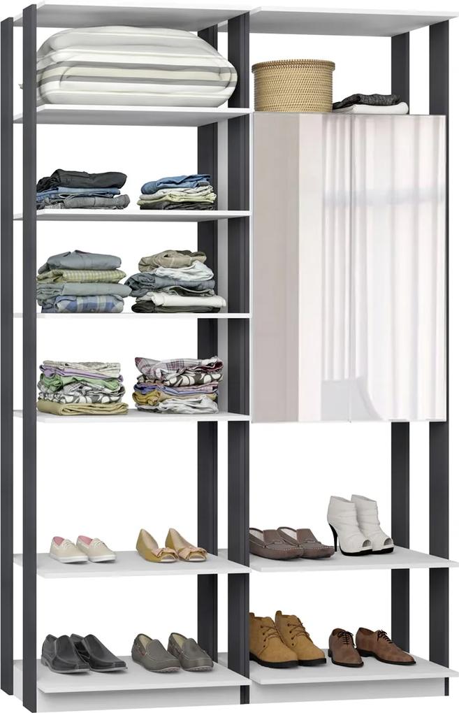 Closet guarda roupa 1 Arm. c/espelho e prateleiras Branco TX / Espresso 9012 CLOTHES