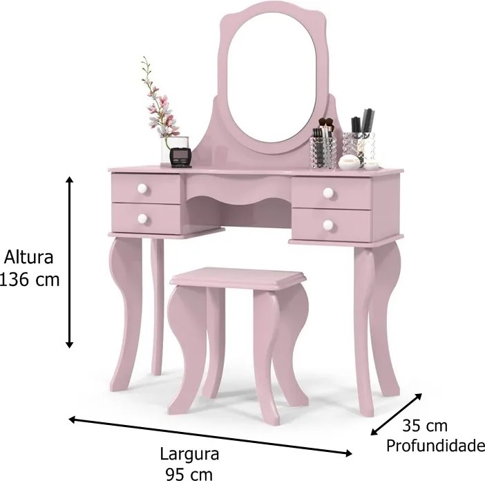 Penteadeira Princesa Rosa - Patrimar Móveis