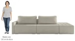 Sofá Ilha Modular com Puff para Sala Living 252cm Georgia Z08 Boucle B