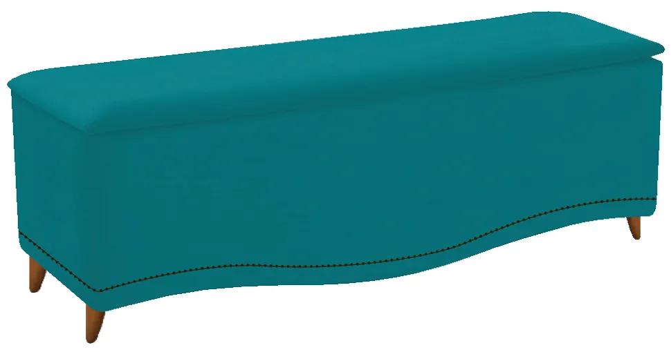 Calçadeira Estofada Yasmim 140 cm Casal Suede Azul Turquesa - ADJ Decor