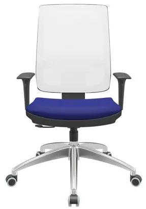 Cadeira Office Brizza Tela Branca Assento Aero Azul RelaxPlax Base Aluminio 120cm - 63843 Sun House