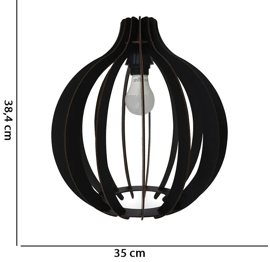 Lustre Pêndulo de Teto Luminária Pendente Preto 38,4x 35 cm - D'Rossi