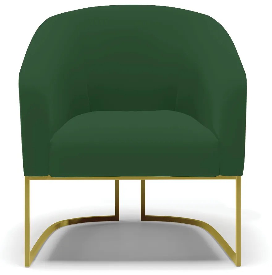 Kit 02 Poltronas Stella Veludo Verde Base Metálica Industrial Dourado - D'Rossi