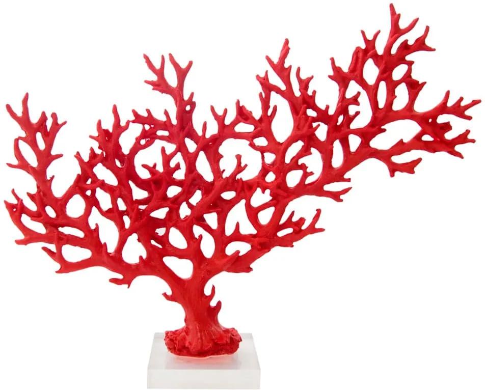 Escultura de Coral em Resina Vermelha e Base em Acrílico - 25x32x08cm